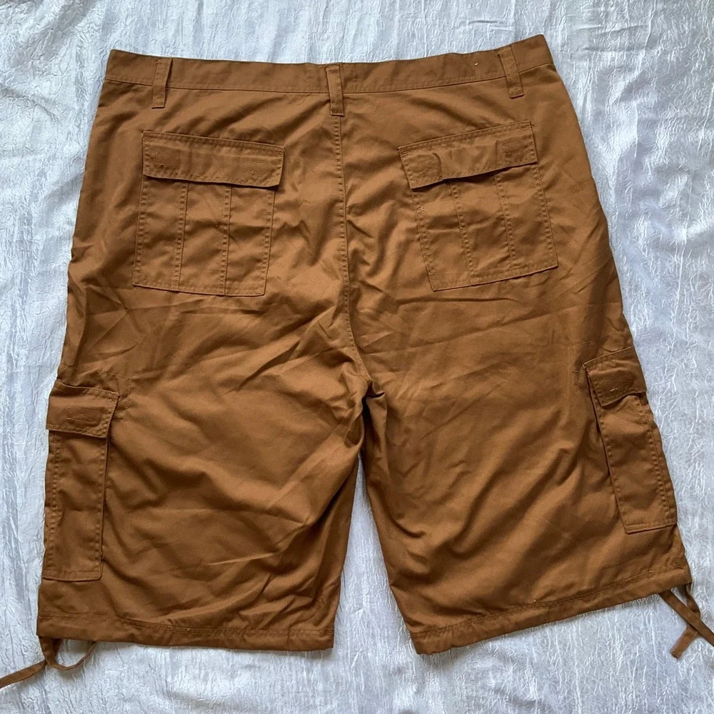 Royal Blue Mens Sz 50 Big & Tall  Utility Cargo Shorts Drawstring Brown Workwear